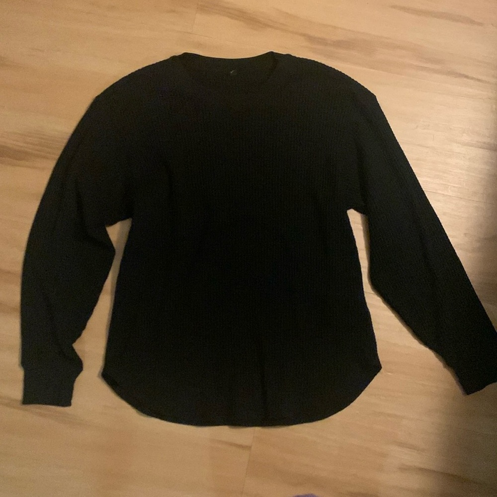 Uniqlo Black Long Sleeve Waffle Shirt, Size Small